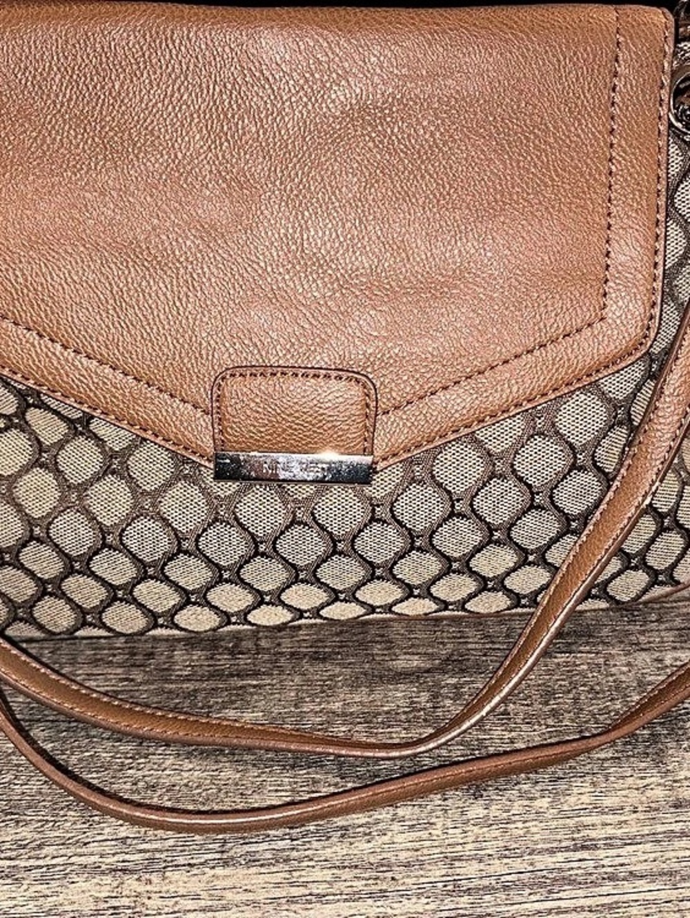 Nine West Geometric Shoulder Bag in Brown & Beige